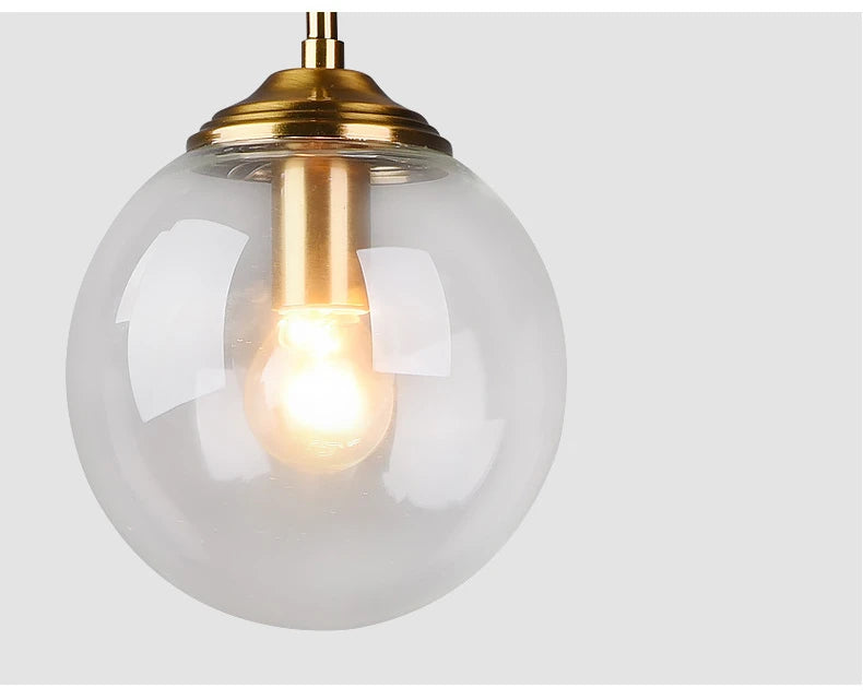 Modern Luxury Metal Chandelier Nordic Creative LED Glass Pendant Lamp Living Room Dining Room Bedside Simple Small Hanging Lamp