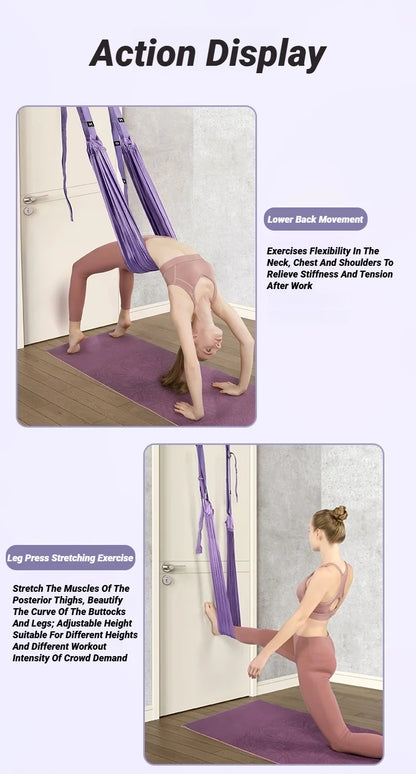 Adjustable Aerial Yoga Strap Pull Rope Women Hammock Stretch Leg Splits Trainer Female Gym Belt Swing Stretching Fitness