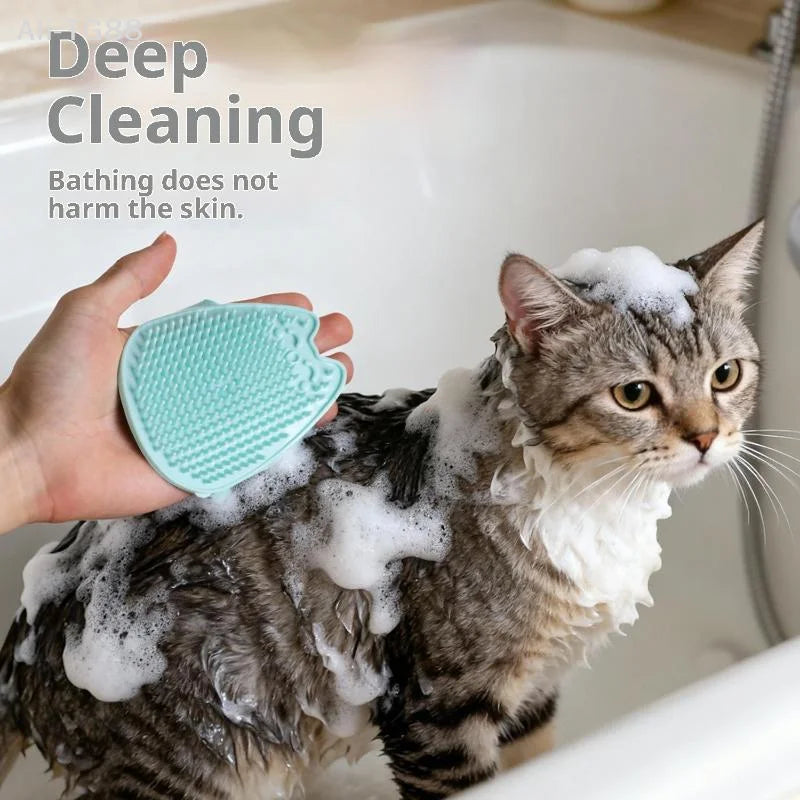 Cat Grooming Comb Dog Bath Brush Pet Grooming Shedding Soothing Massage Rubber Bristles Comb with Adjustable Ring Handle