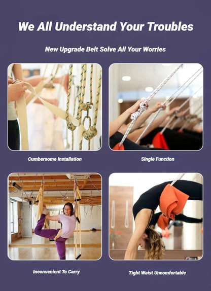 Adjustable Aerial Yoga Strap Pull Rope Women Hammock Stretch Leg Splits Trainer Female Gym Belt Swing Stretching Fitness