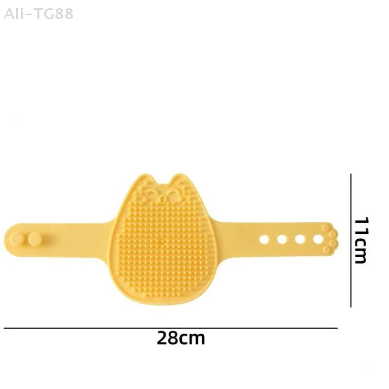 Cat Grooming Comb Dog Bath Brush Pet Grooming Shedding Soothing Massage Rubber Bristles Comb with Adjustable Ring Handle