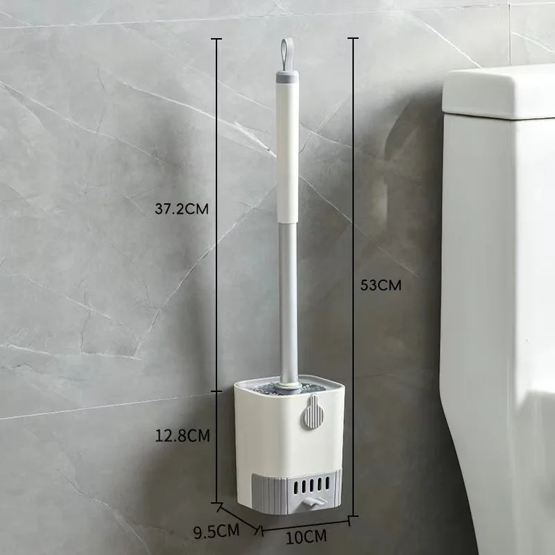 Toilet Brush Set With Holder, Wall Mounted Long Handle Toilet Brush Flexible Toilet Brush Bathroom Brush Cleaning Tools