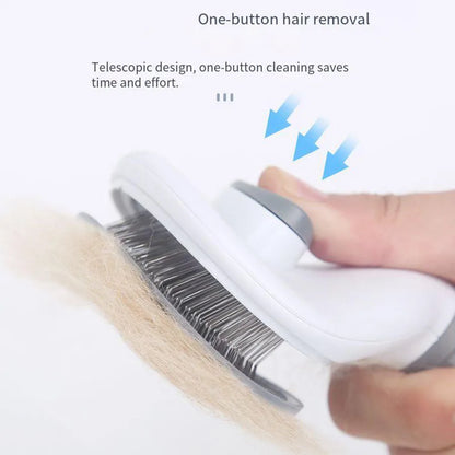 Dog Grooming Brush with Easy Clean Button, Pet Massage Comb for Effective Detangling and Hair Removal, Suitable for Dogs