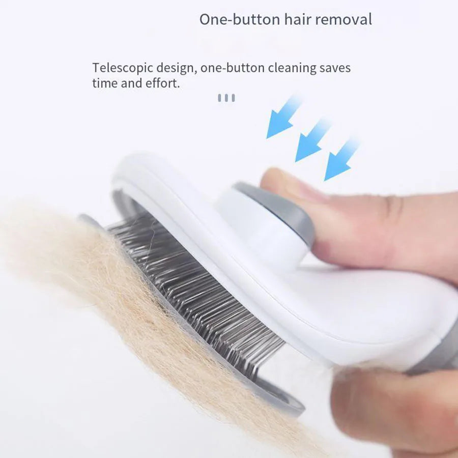 Dog Grooming Brush with Easy Clean Button, Pet Massage Comb for Effective Detangling and Hair Removal, Suitable for Dogs