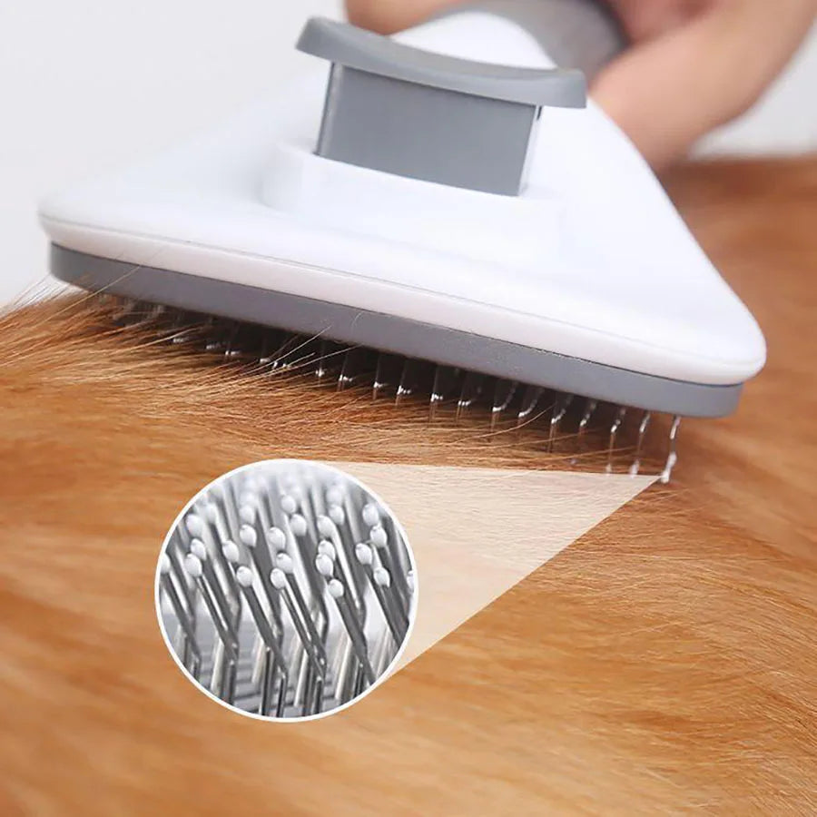 Dog Grooming Brush with Easy Clean Button, Pet Massage Comb for Effective Detangling and Hair Removal, Suitable for Dogs