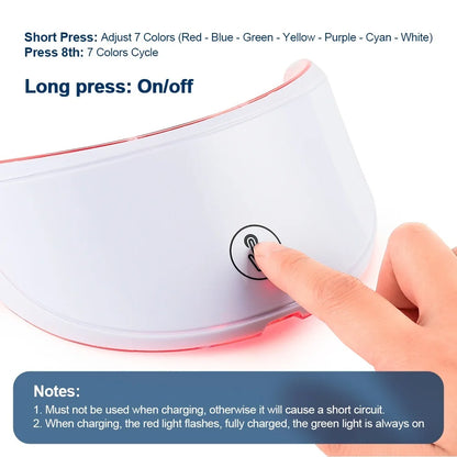 Wireless 7 Colors LED Face Beauty Machine Photon Facial Neck Skin Tighten Rejuvenation Facial Neck Mask
