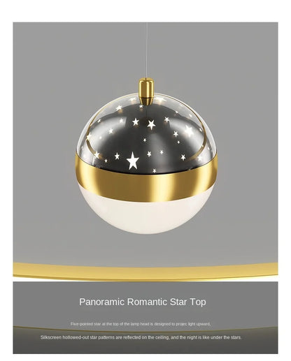 Modern Living Room Ring Chandelier with Moon Stars Creative Black/Gold Ring Circle LED Chandelier Light for Bedroom Dining Room