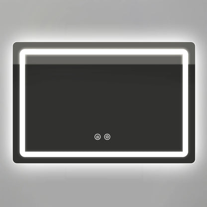 LED Bathroom Mirror Wall Mirror With Lights Stepless Dimmable Lighted Bathroom Mirrors For Wall Rectangle Bathroom Vanity Mirror