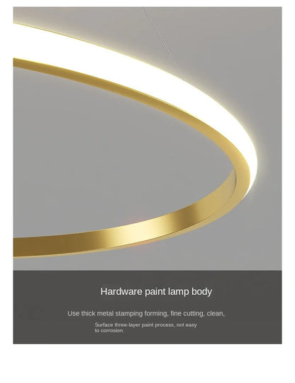 Modern Living Room Ring Chandelier with Moon Stars Creative Black/Gold Ring Circle LED Chandelier Light for Bedroom Dining Room
