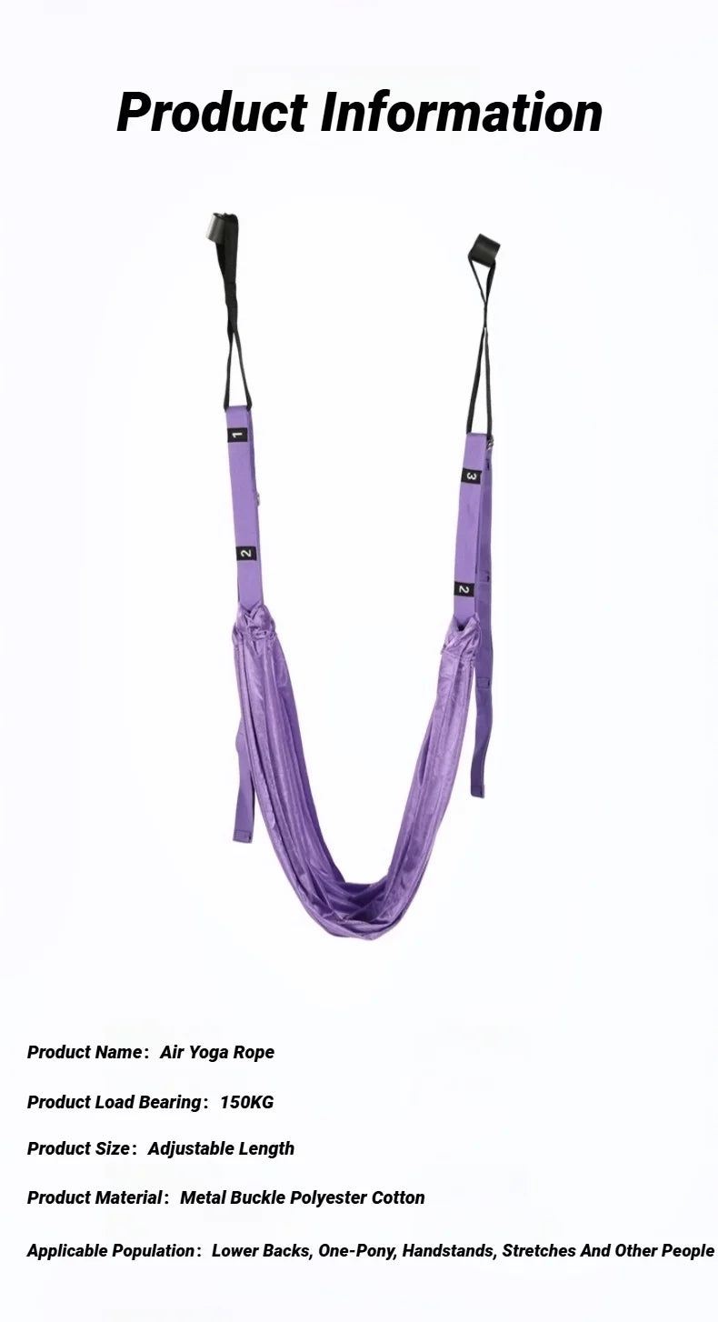 Adjustable Aerial Yoga Strap Pull Rope Women Hammock Stretch Leg Splits Trainer Female Gym Belt Swing Stretching Fitness