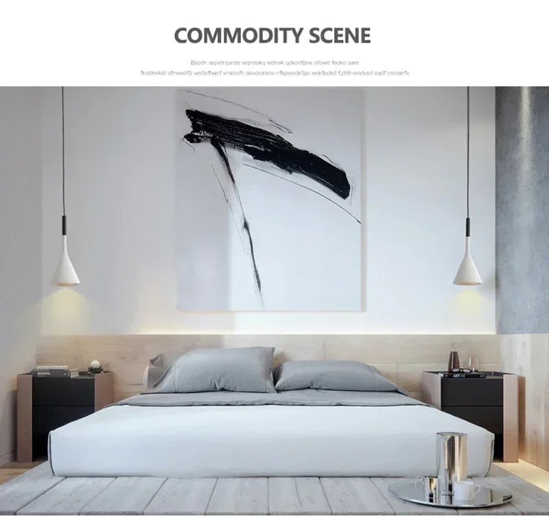 Modern LED pendant light in black and white E27 bedroom table dining room hanging light lampshade home cabinet suitable for