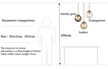 Modern Luxury Metal Chandelier Nordic Creative LED Glass Pendant Lamp Living Room Dining Room Bedside Simple Small Hanging Lamp
