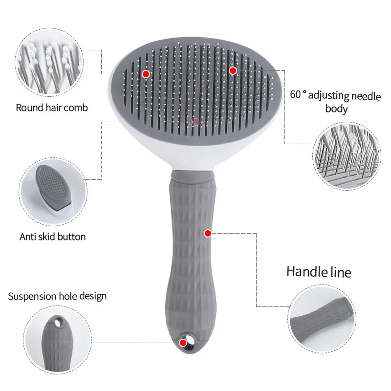 Dog Grooming Brush with Easy Clean Button, Pet Massage Comb for Effective Detangling and Hair Removal, Suitable for Dogs