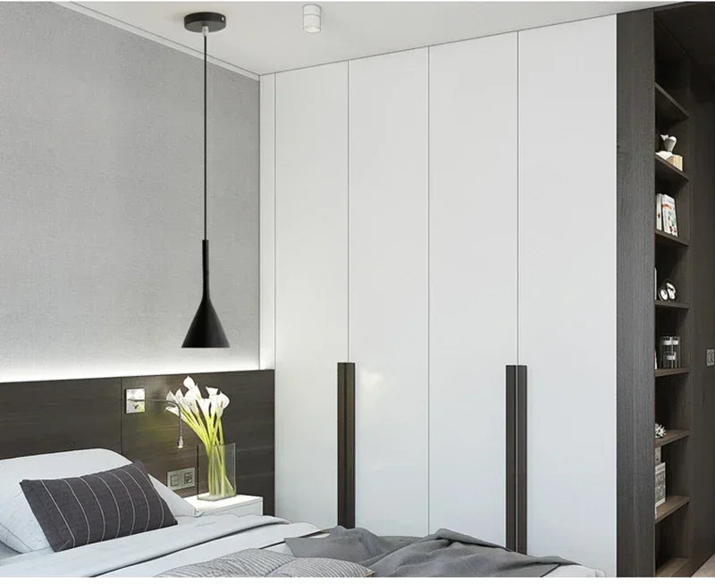 Modern LED pendant light in black and white E27 bedroom table dining room hanging light lampshade home cabinet suitable for