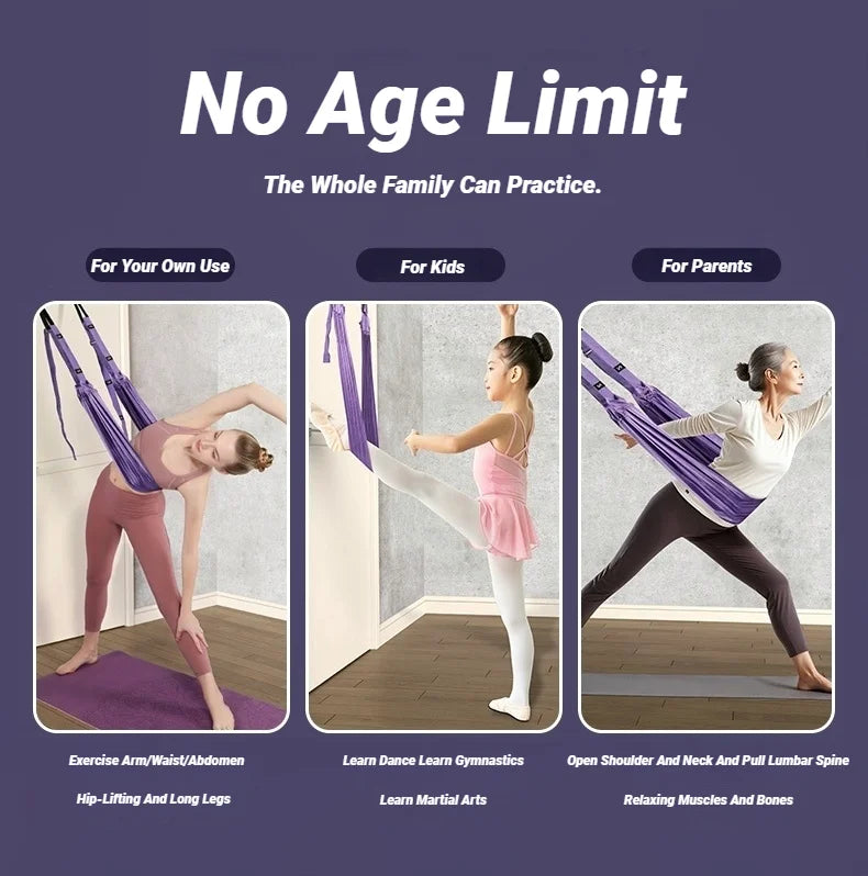Adjustable Aerial Yoga Strap Pull Rope Women Hammock Stretch Leg Splits Trainer Female Gym Belt Swing Stretching Fitness