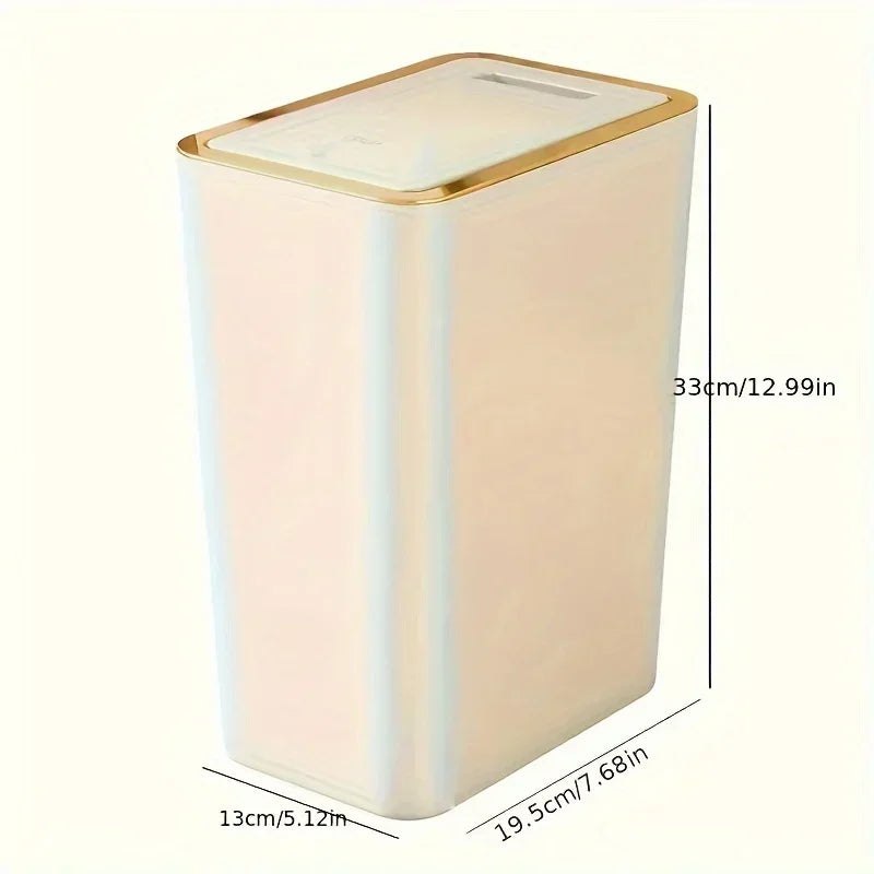 Odor Proof Trash Can with One-Touch Modern Design Durable Plastic Bathroom Kitchen Bin Space Saving Leakproof